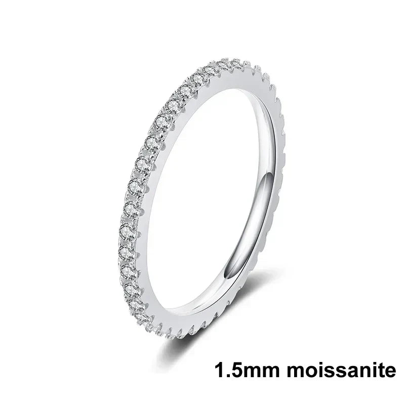 NeeTim D Color 2mm Full Moissanite Diamond Ring for Women Sterling Silver 925 with Gold Plated Wedding Bridal Band Rings Jewelry