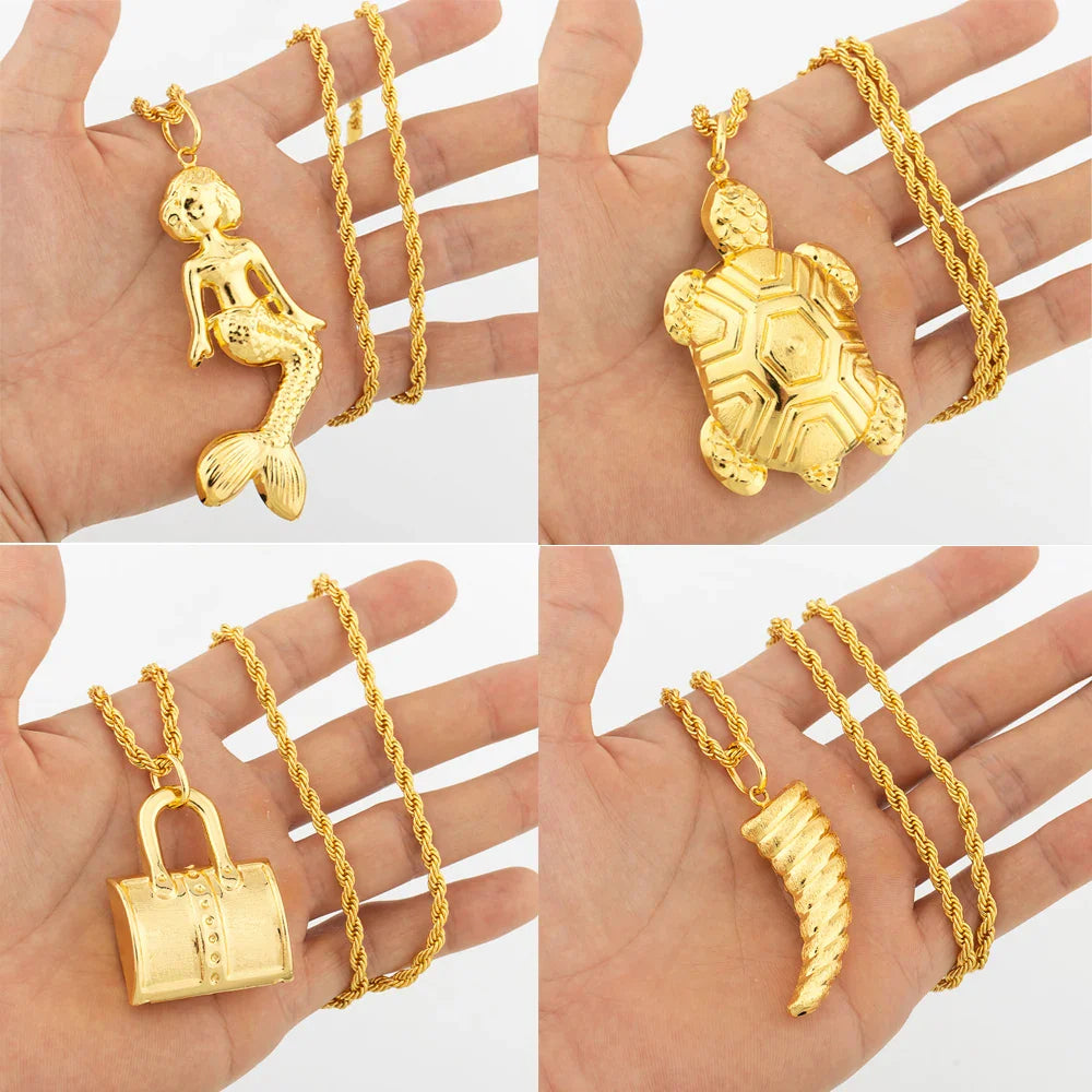Dubai Gold Color Pendant  Hip Hop Personality style for Men Women Minimalist Jewelry Party Jewelry Birthday Gifts