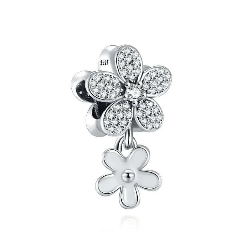 Hot selling 925 silver pink series flower dog paw heart-shaped pendant, Fit original bracelet DIY accessories, exquisite jewelry