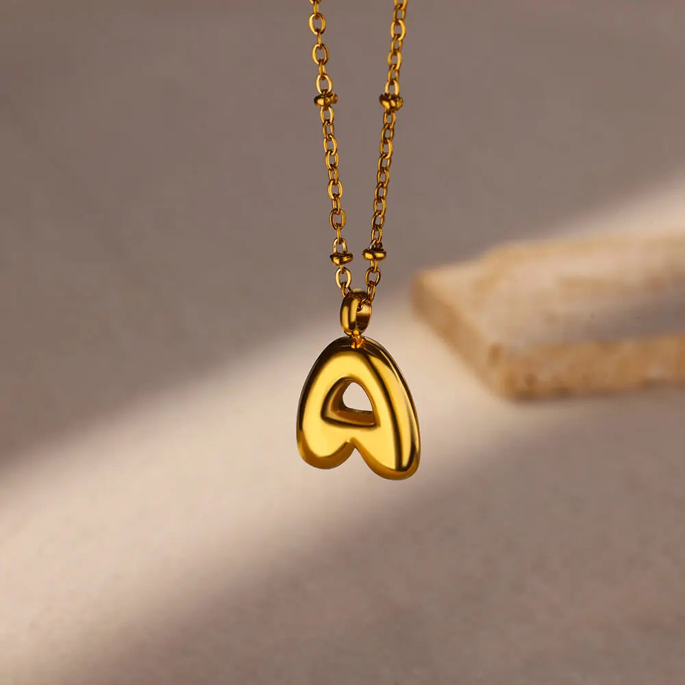 Vintage Initial Letter Necklaces For Women Stainless Steel Chain Collar Pendant Necklace 2024 New Wedding Couple Jewelry Gift