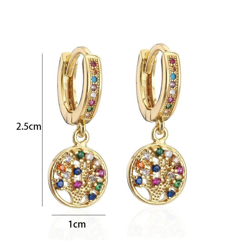 NEWBUY Fashion Gold Color Copper Geometric Earrings Luxury CZ Elephant Charm Dangle Earring Female Party Jewelry Accessories