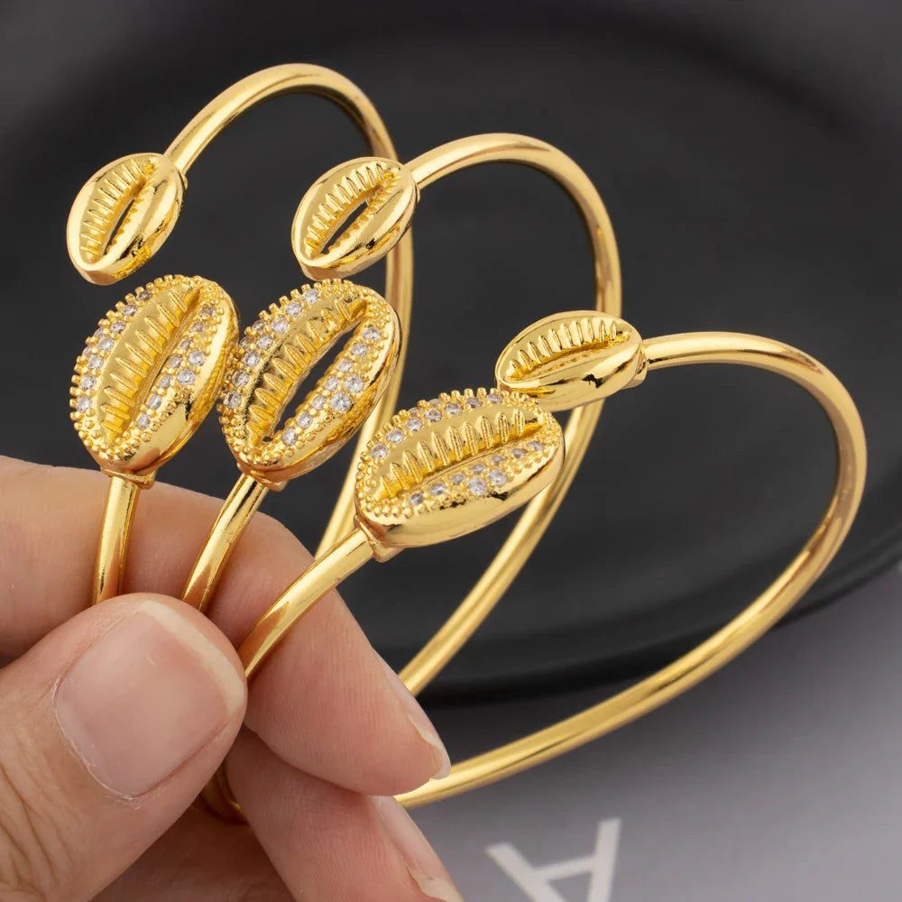 Ocean Shell Bracelet Rings Colorfast Stain-Free Jewelry 18K Gold Color Map of Africa Jewelry Accessories Anniversary Gifts