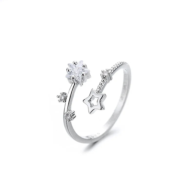 VENTFILLE 925 Silver Moon Tassel Opening Female Fashion Ins Ring