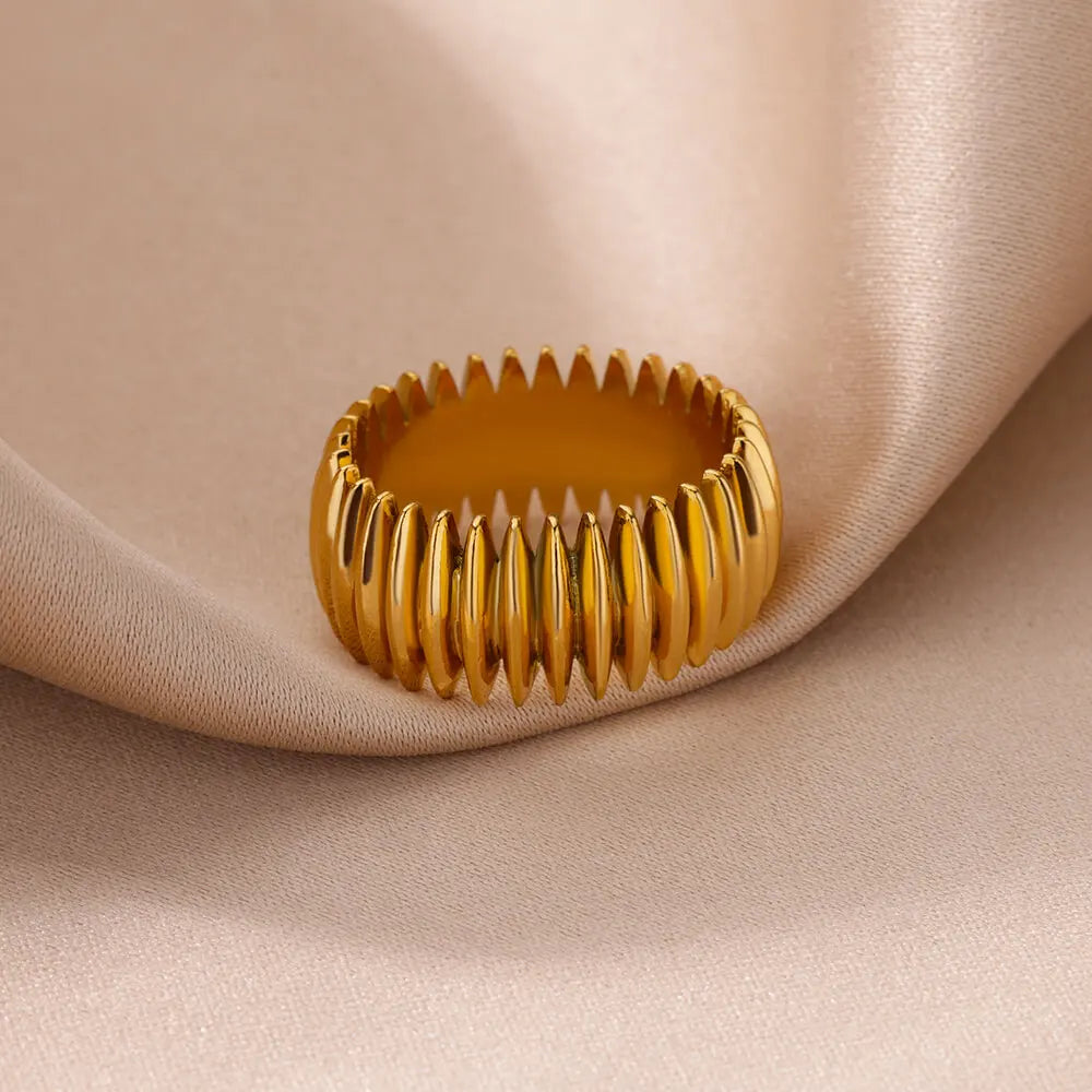 Vintage Geometric Bullet Rings For Women Gold Color Stainless Steel Punk Finger Ring Wedding Party Fshion Jewelry Gift Femme