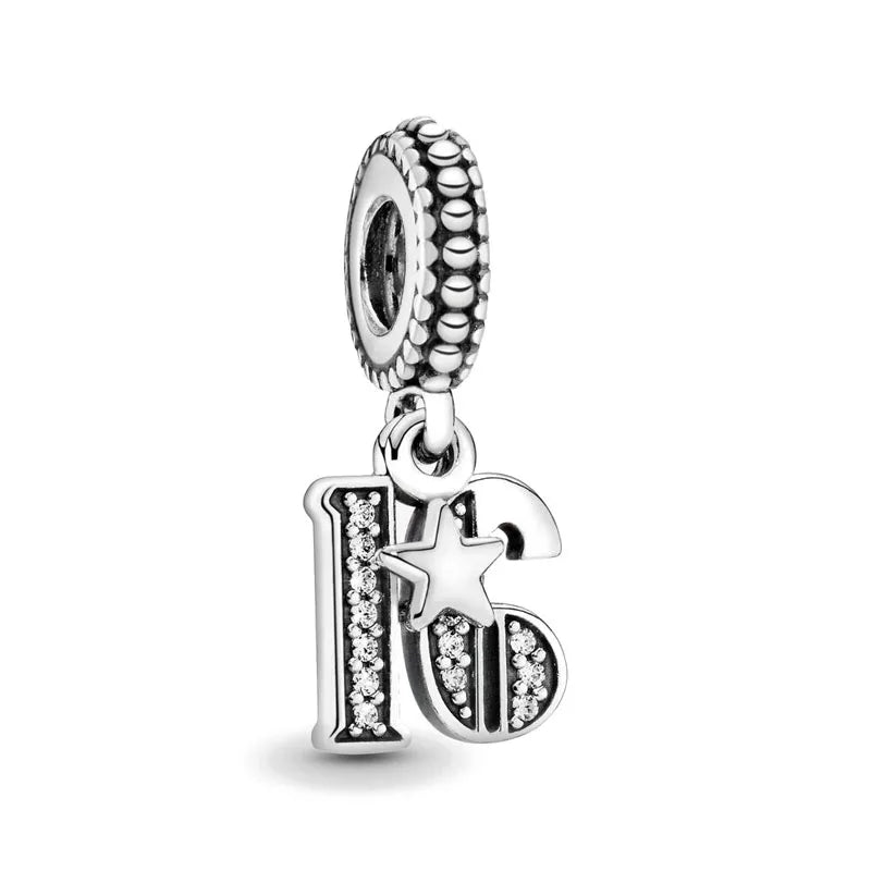 2026 New S925 Silver Robot Cross Digital Pendant, Suitable for Original Bracelets, DIY Accessories, Women's Charm Jewelry Gifts