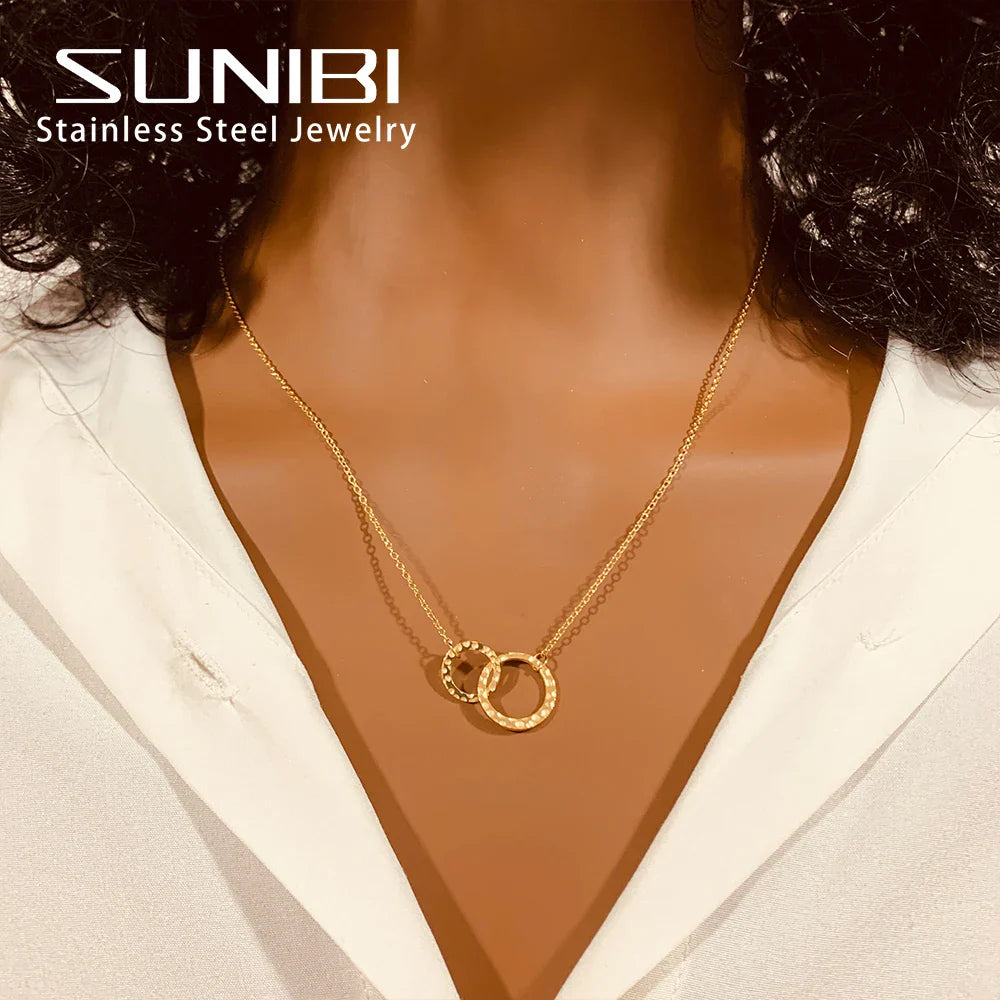 SUNIBI Vertical Bar Pendant Necklaces Stainless Steel Simple Long Lariat Chain Minimalist Dangle Necklace for Women Jewelry Gift