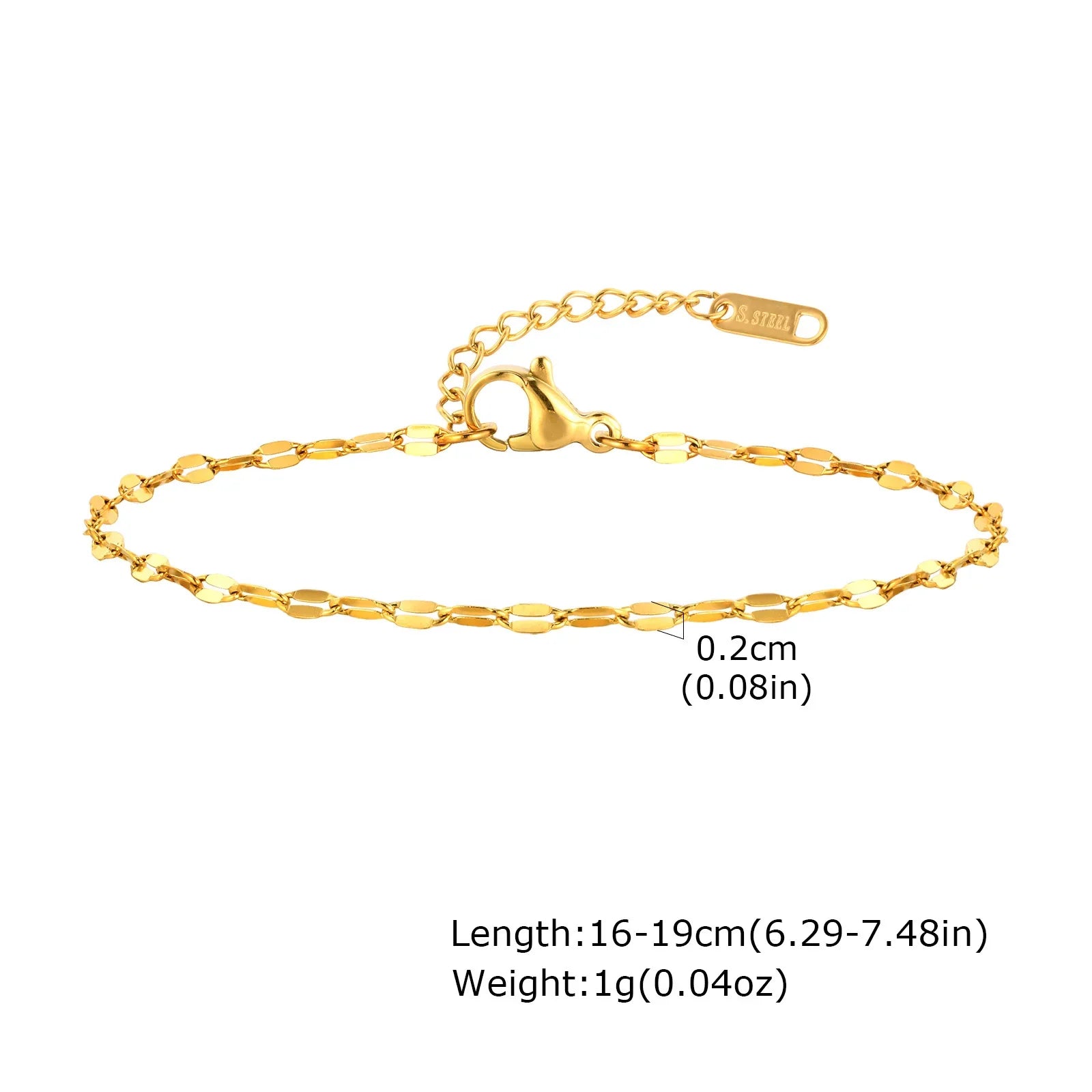 Non Tarnish Stainless Steel Bracelet Gold Plated Stackable for Women, Thin Herringbone Chain Bracelet Waterproof Jewelry Gift