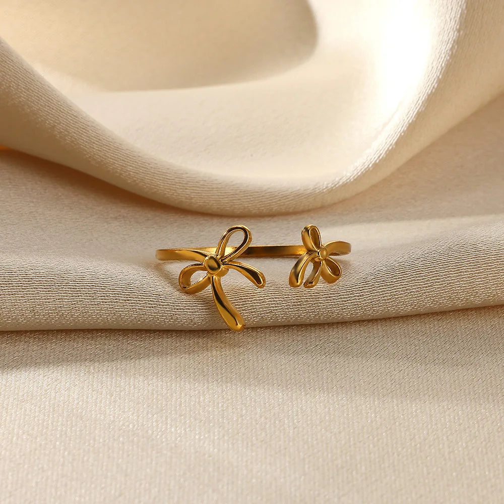 Fashion Luxury Zircon Butterfly Rings for Women Stainless Steel Open Finger Ring Trendy Wedding Party Aesthetic Jewelry Gift