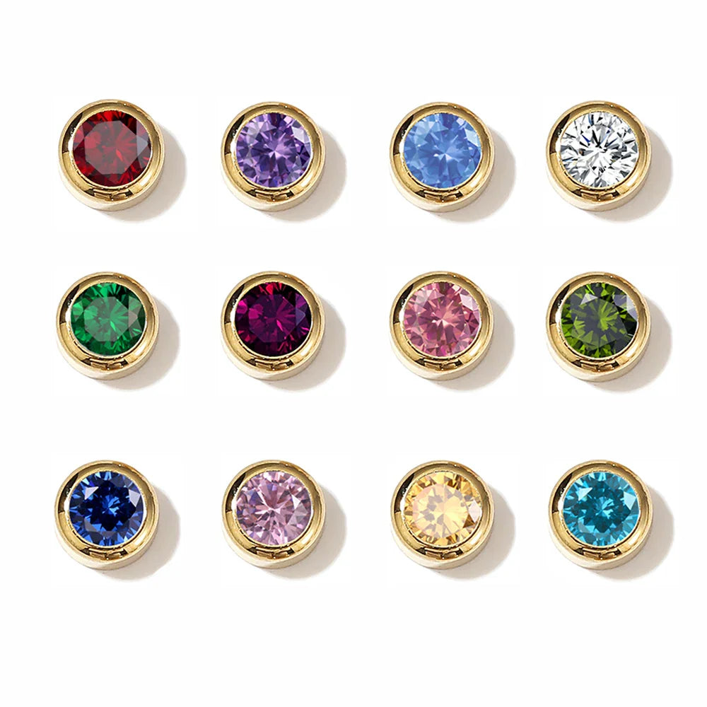 SUNIBI Stainless Steel Charm Crystal Necklace Pendant Birthstone Charms For Jewelry Making Women Earrings DIY Accessories
