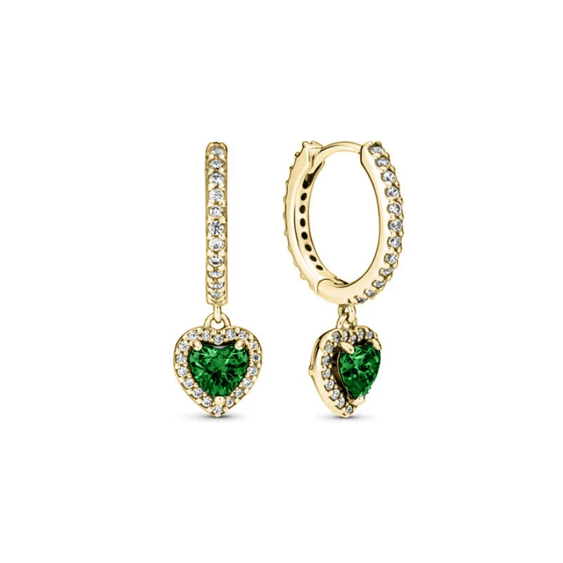 New S925 Silver Heart Stone Stud Earrings Suitable for Valentine's Day, Mother's Day, Anniversary Gift DIY Charm Jewelry