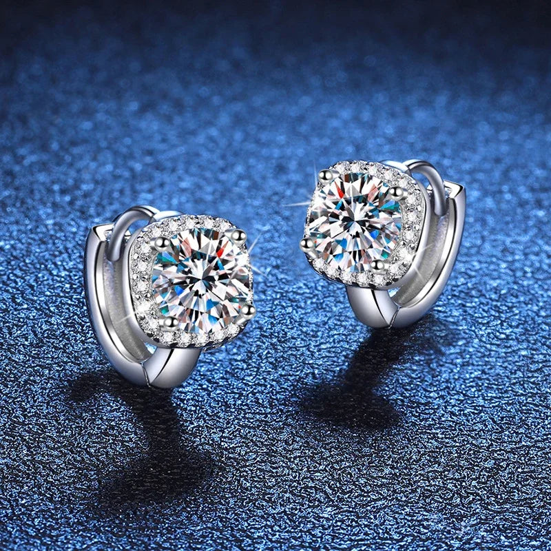 NeeTim 1ct Moissanite Earrings for Women S925 Sterling Silver with 18k Gold Plated Hoop Earring Wedding Jewelry with Certificate