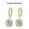 NeeTim 1ct Moissanite Drop Earrings S925 Sterling Silver with Gold Plated Wedding Jewelry With Certificate Hoop Dangle Earrings