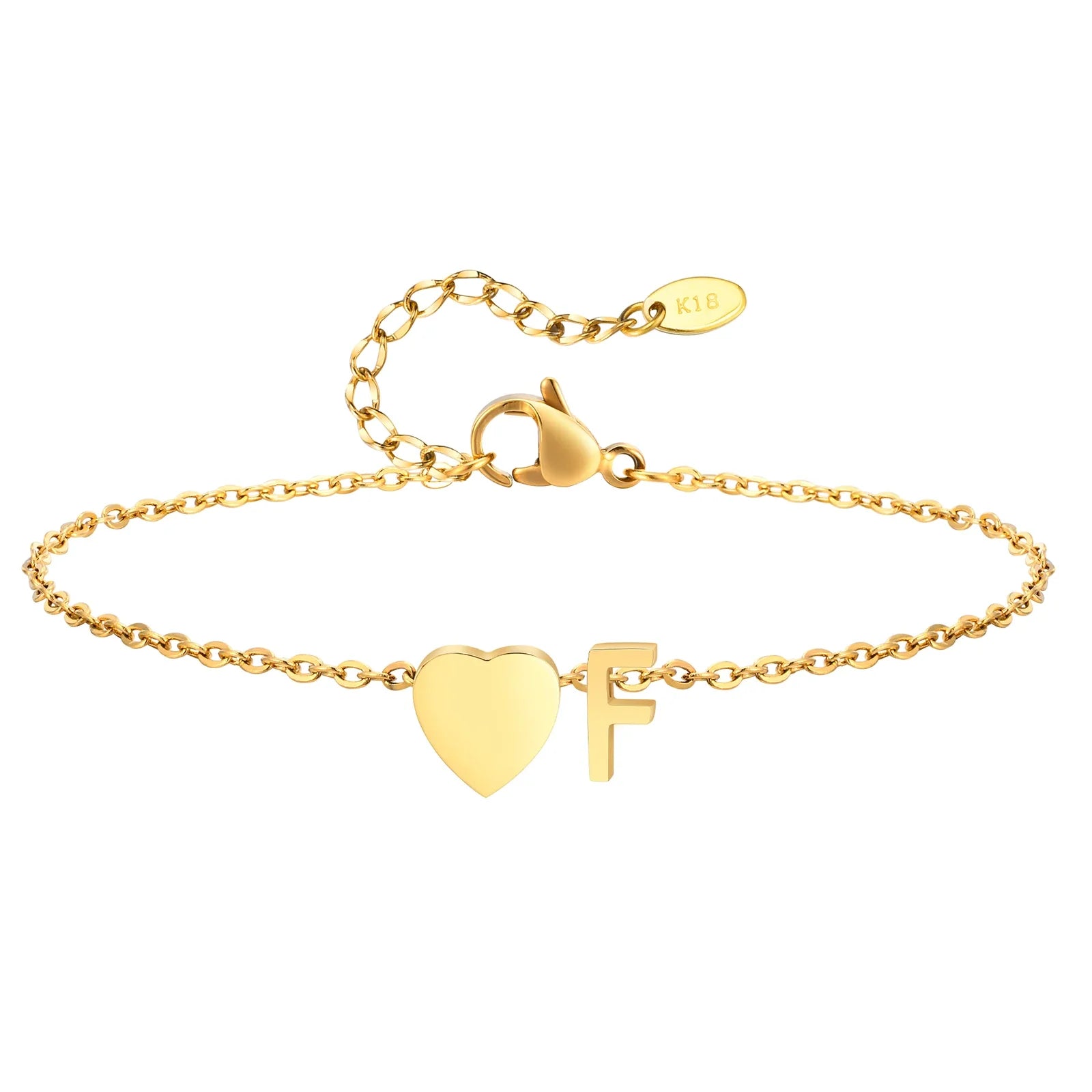 Women Heart Initial Anklet Bracelets Adjustable Beach Jewelry Hypoallergenic Stainless Steel Personalized Name Foot Chain Anklet