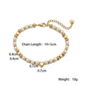 NEWBUY 2025 Trendy Gold Color Non-Fading Stainless Steel Beads Pearl Heart Bracelet For Women Daily Jewelry Accessories