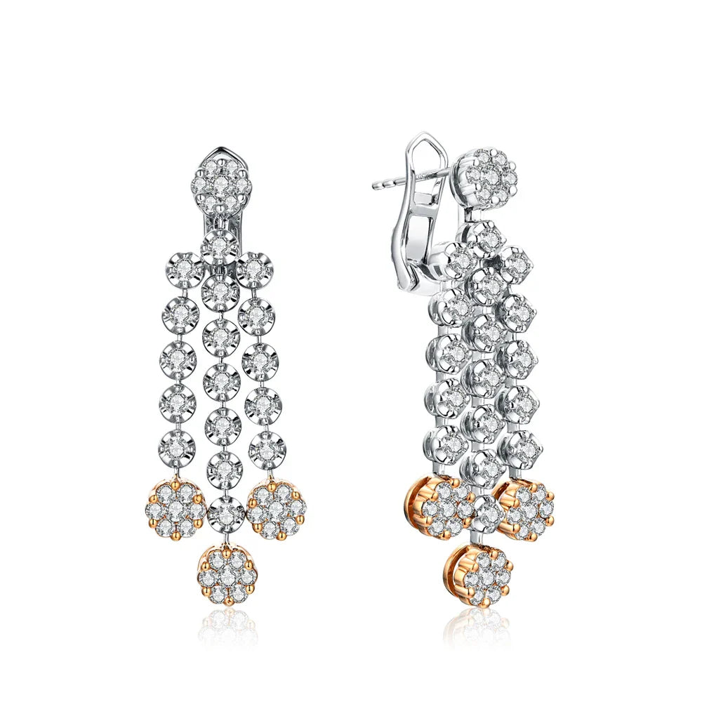 MINTYBOX 2.59ct S925 Sterling Silver Diamond Moissanite Drop Earrings for Women 18k Gold Plated Luxury Wedding Fine Jewelry