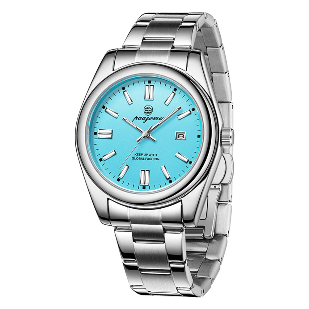 PAAZOMU Classic Casual Quartz Watch Men Waterproof Luminous Dial Business Dress Wristwatch Comfortable Band Analog Display Gift