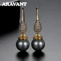Aravant 925 Silver 18K Gold Water Drop Black Pearl Earring For Women Fashion Jewelry