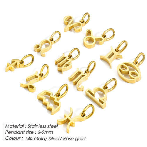 12 Zodiac Signs Pendant Accessories Stainless Steel Constellation Necklace Birthday Gift