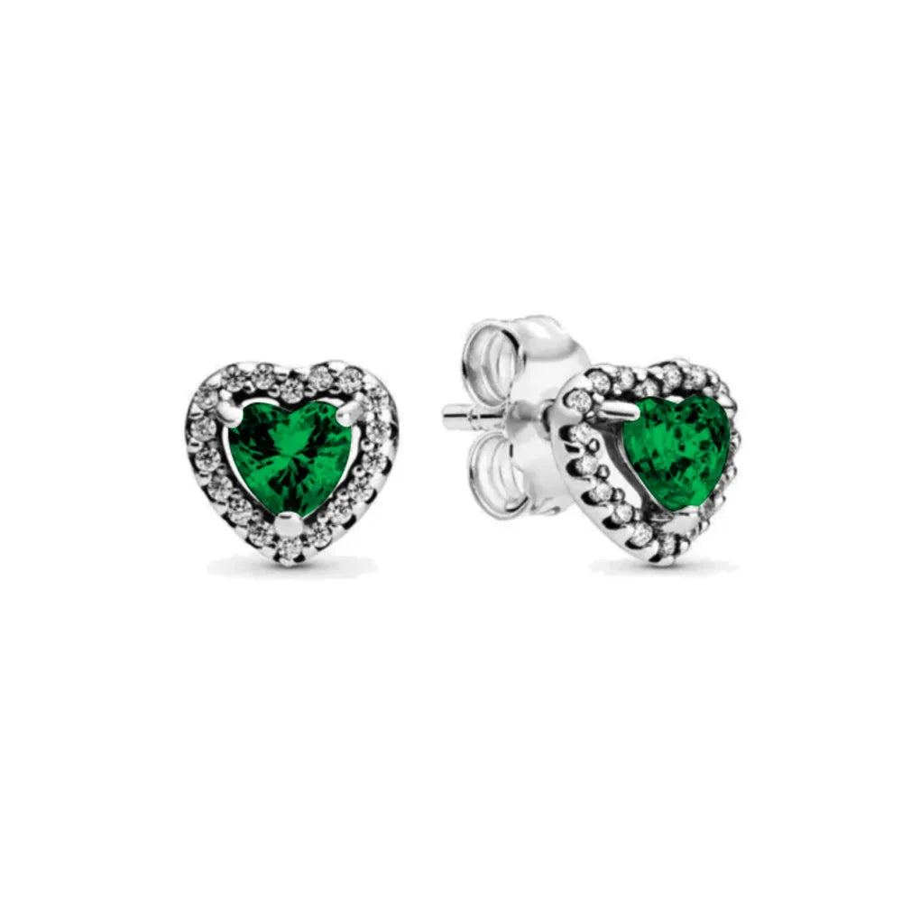 New S925 Silver Heart Stone Stud Earrings Suitable for Valentine's Day, Mother's Day, Anniversary Gift DIY Charm Jewelry