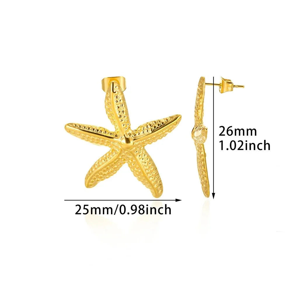 Water Drop Zircon Stars Stud Earrings For Women Stainless Steel Gold Color Statement Earring 2023 Femme Christmas Jewelry Gift