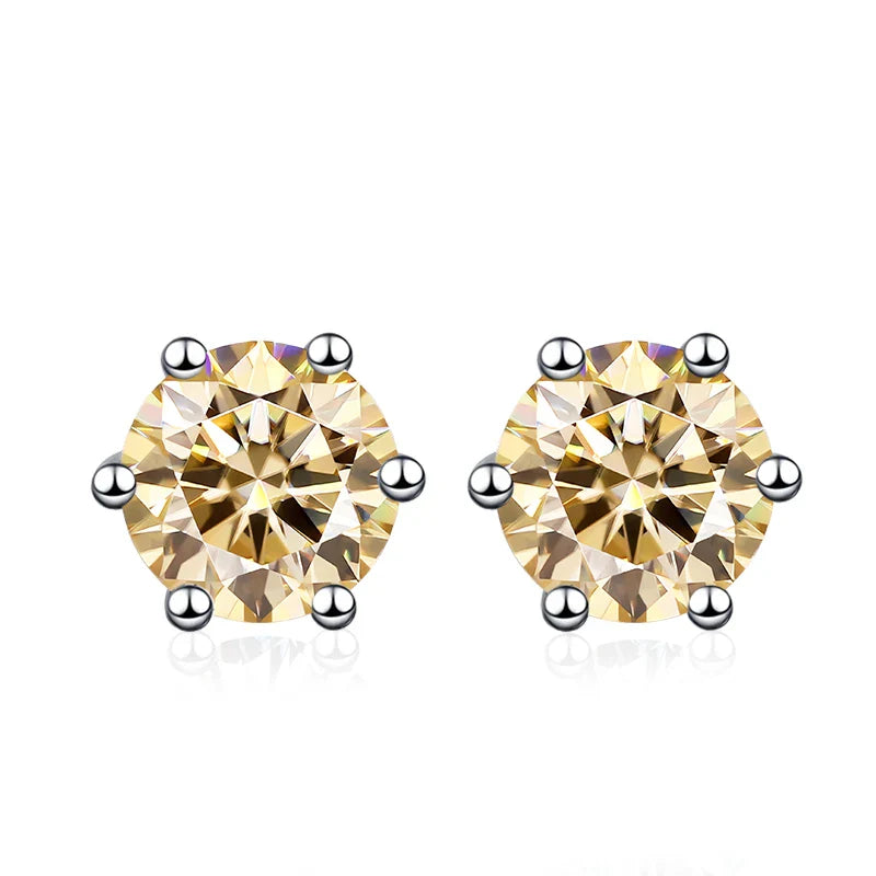 NeeTim 0.5ct 1ct 2ct Moissanite Stud Earrings for Women 925 Sterling Silver Green Pink Black Blue Grey Sparkling Studs Earring
