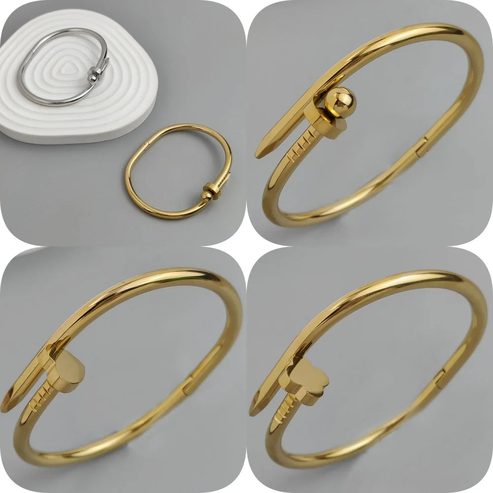 Charming love four-leaf clover ball nails stainless steel women's bracelet, waterproof and rust-free bracelet, worn by couples