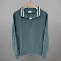 Still Water/Tapioca Stripe Quarter Zip Pullover