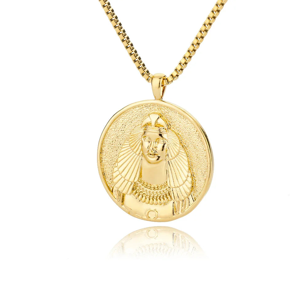 Aesthetic Athena Goddess Coin Necklace For Women Stainless Steel Vintage Charm Choker Necklace Jewelry collier femme