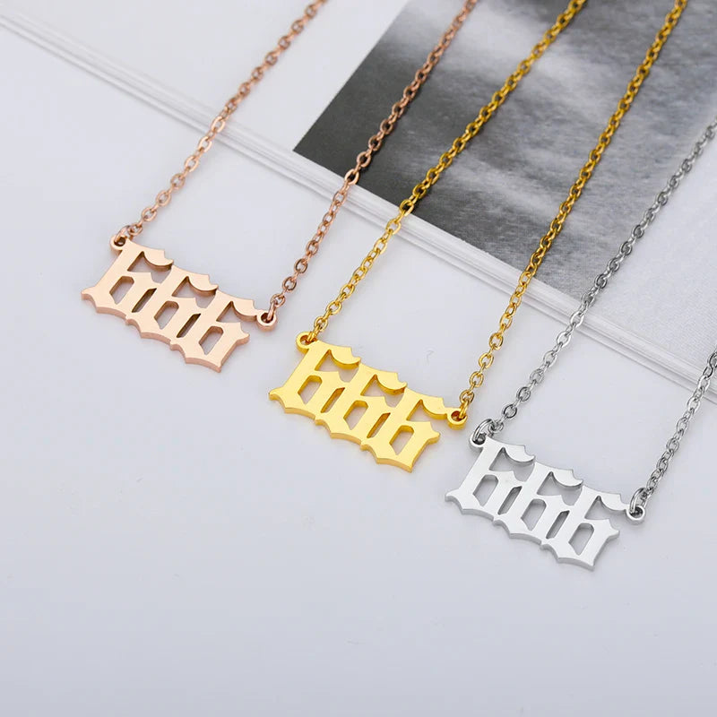 Vintage 111 444 555 666 777 888 999 Angel Number Necklace For Women Stainless Steel Chains Collar Choker Goth Aesthetic Jewelry