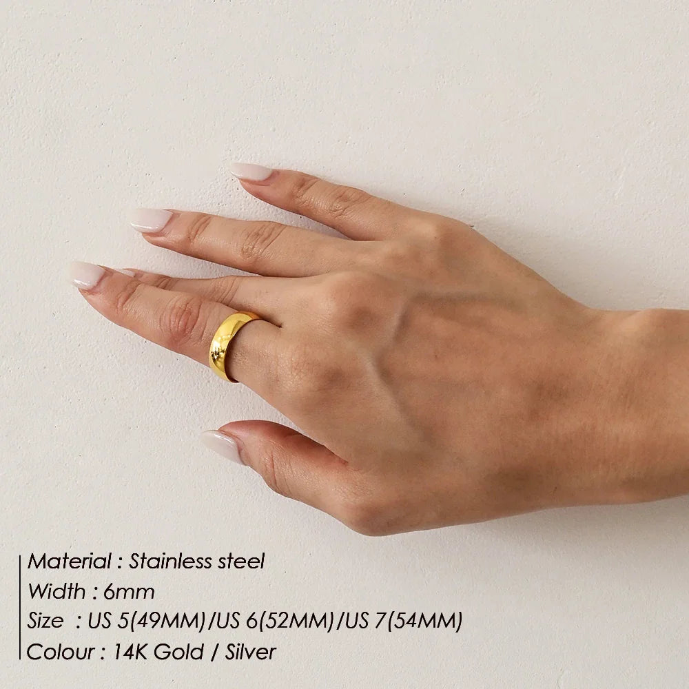 SUNIBI Minimalist Women's Stainless Steel Rings Thin Classic Combo Dome Stacking Steel Wedding Rings Gift Gold Color Jewelry