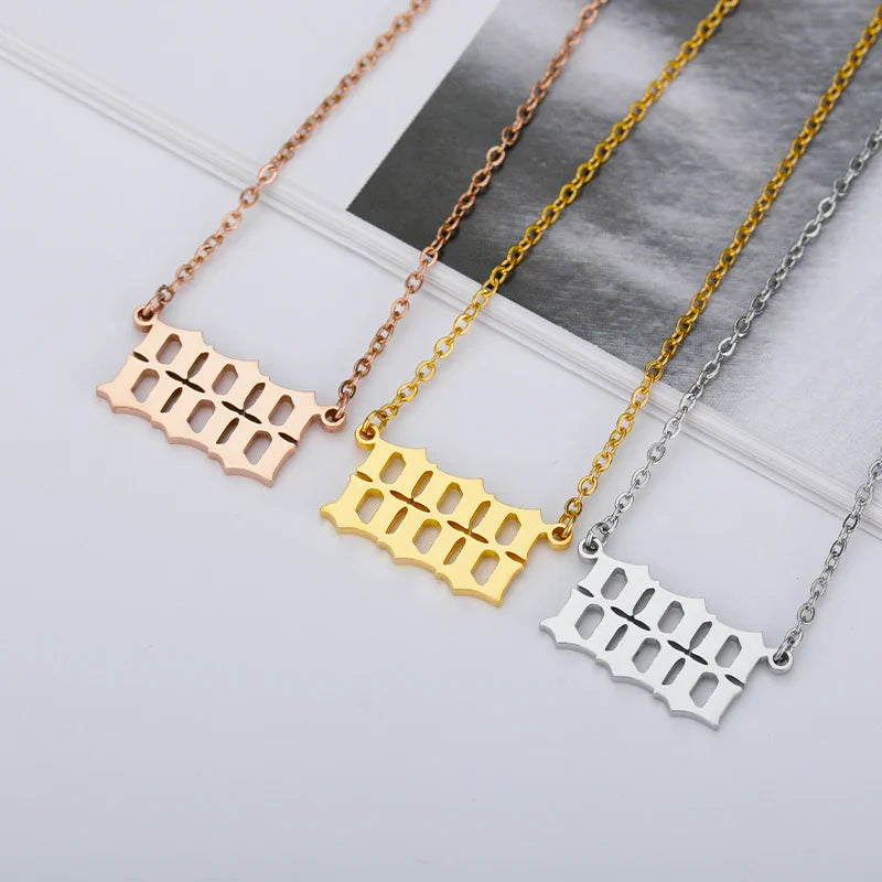 Vintage 111 444 555 666 777 888 999 Angel Number Necklace For Women Stainless Steel Chains Collar Choker Goth Aesthetic Jewelry